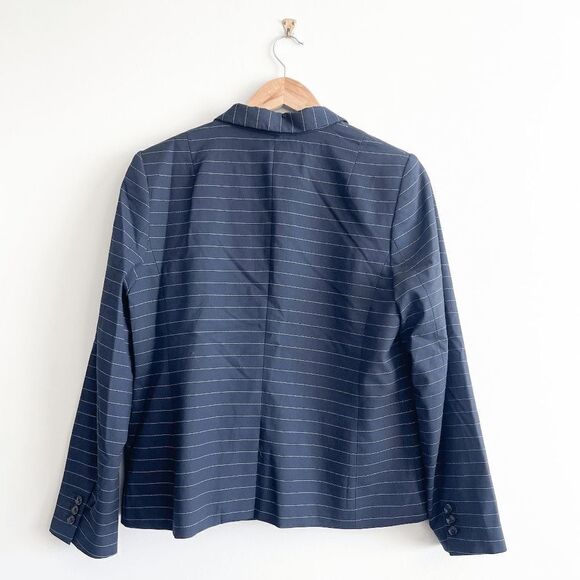 Banana Republic Womens Classic Blazer Jacket Stripes Navy Blue Size 12 Petite - Picture 2 of 8